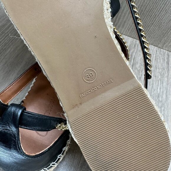 Carmin Sandals Womens Sz 39 Close Toe Gladiator Espadrille Flats Leather Black - Picture 11 of 11